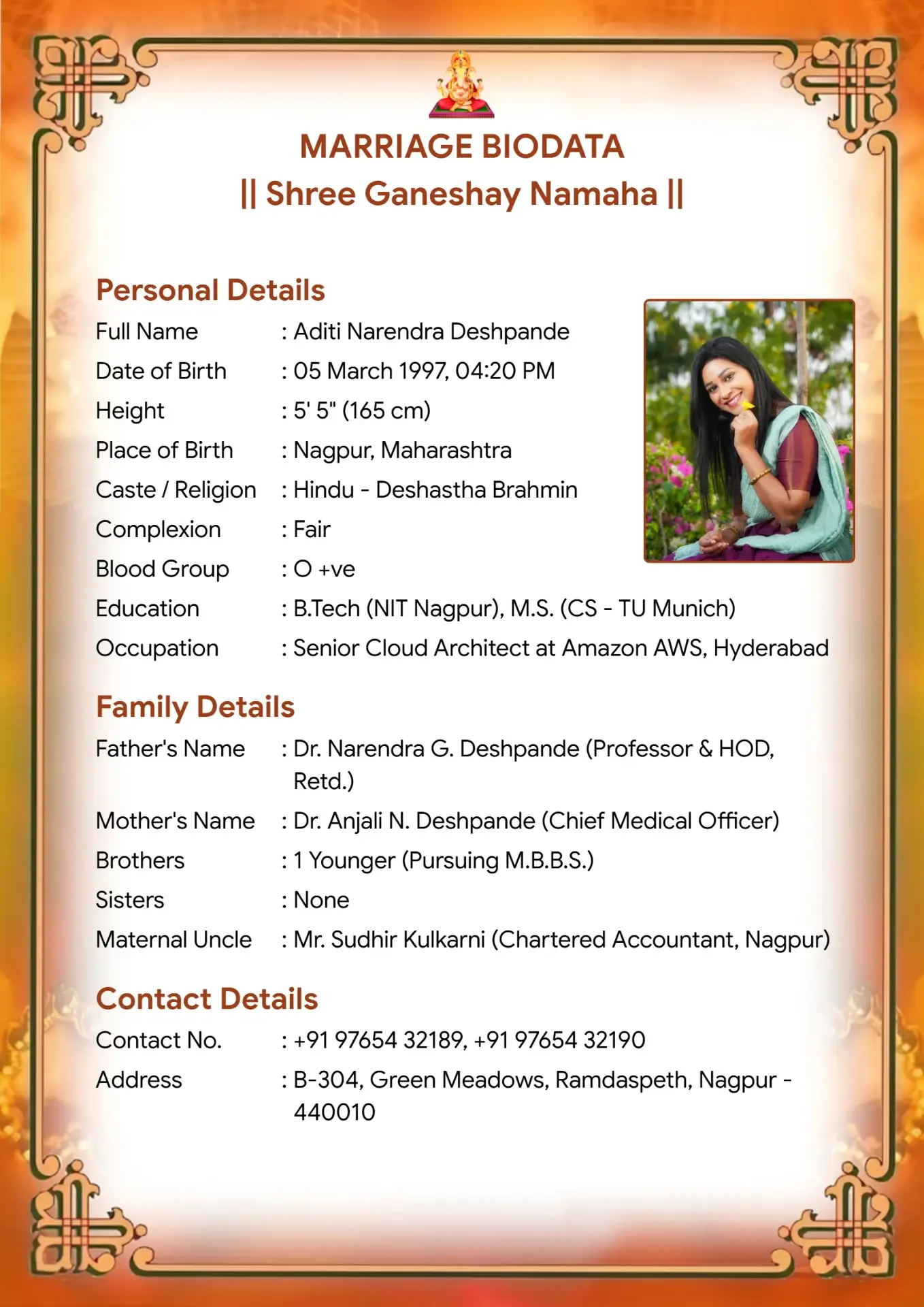 Amber biodata template