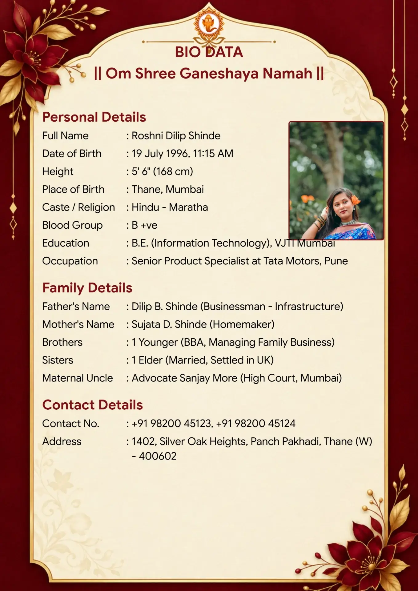 Crimson biodata template