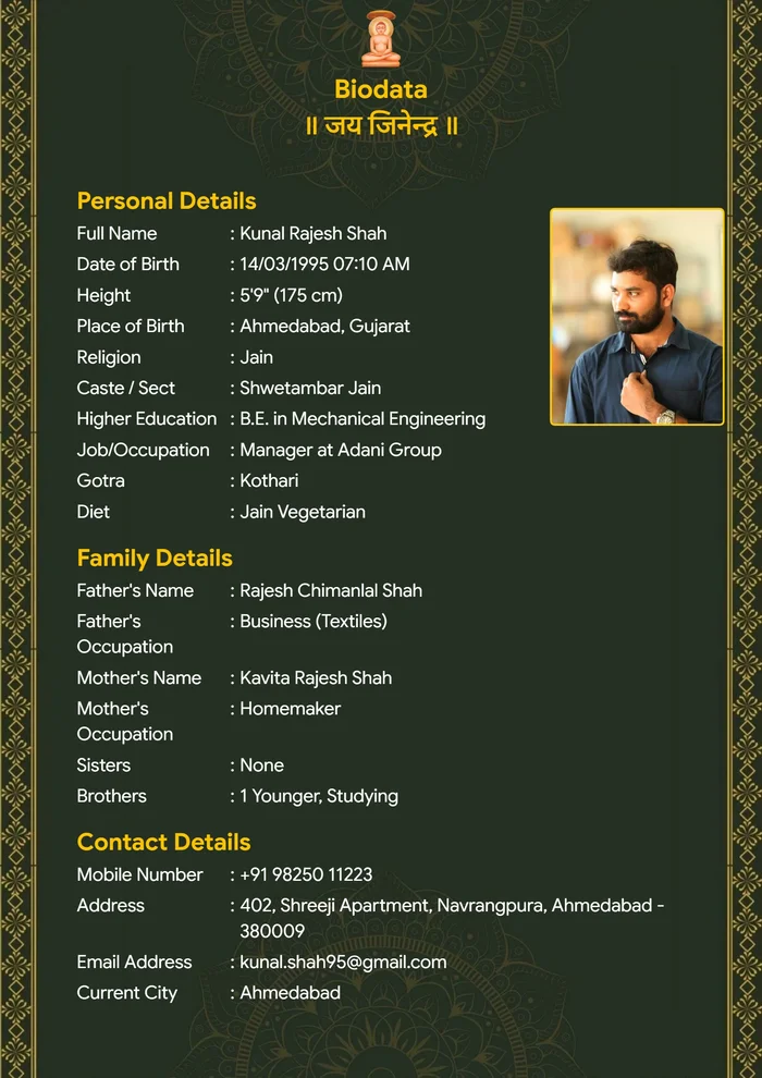 Green 3 biodata template